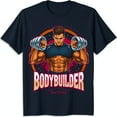 Bold Bodybuilder Graphic Tee Vibrant Design on Classic Black TShirt