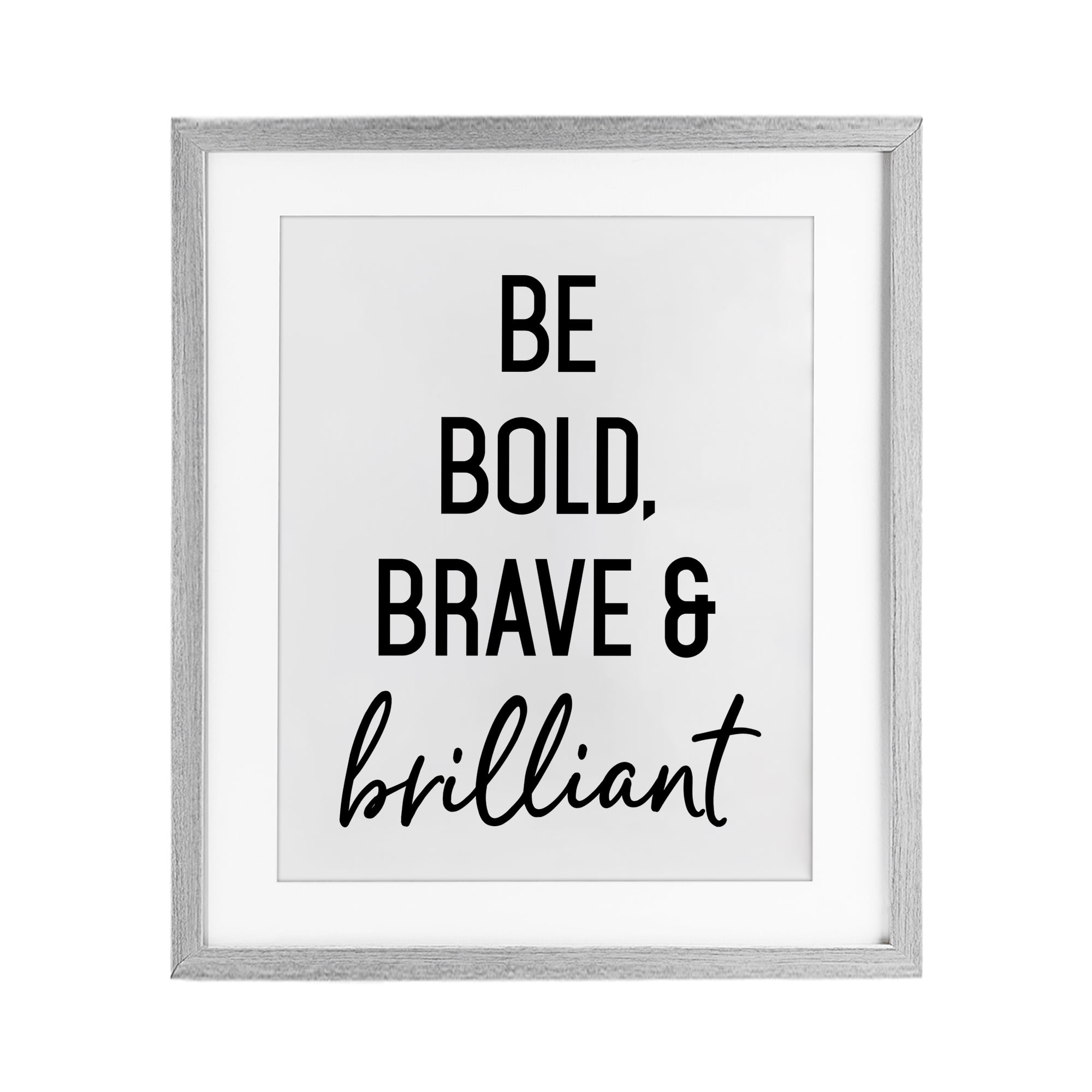 Bold Brave & Brilliant Gray Framed Print Under Glass, design by Lettered and Lined