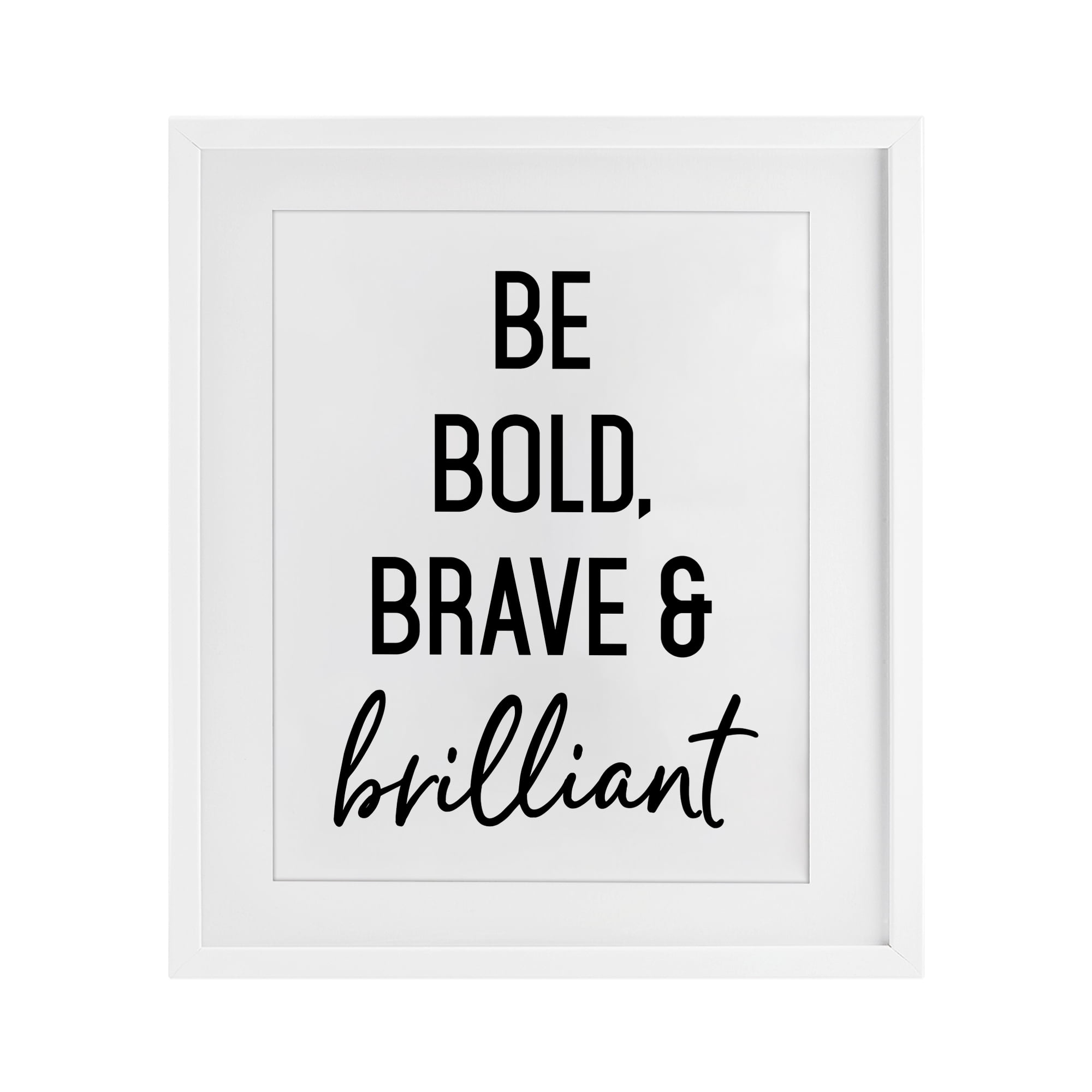 Bold Brave & Brilliant White Framed Print Under Glass, design by Lettered and Lined