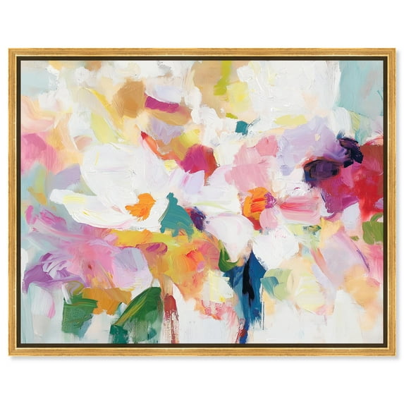 Bold Brushstroke II Canvas Colorful Abstracts by Art Remedy, Gold Frame, 36 x 30
