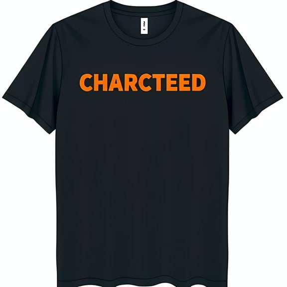 Bold 'CHARCTEED' Graphic on Classic Black Crewneck T-Shirt
