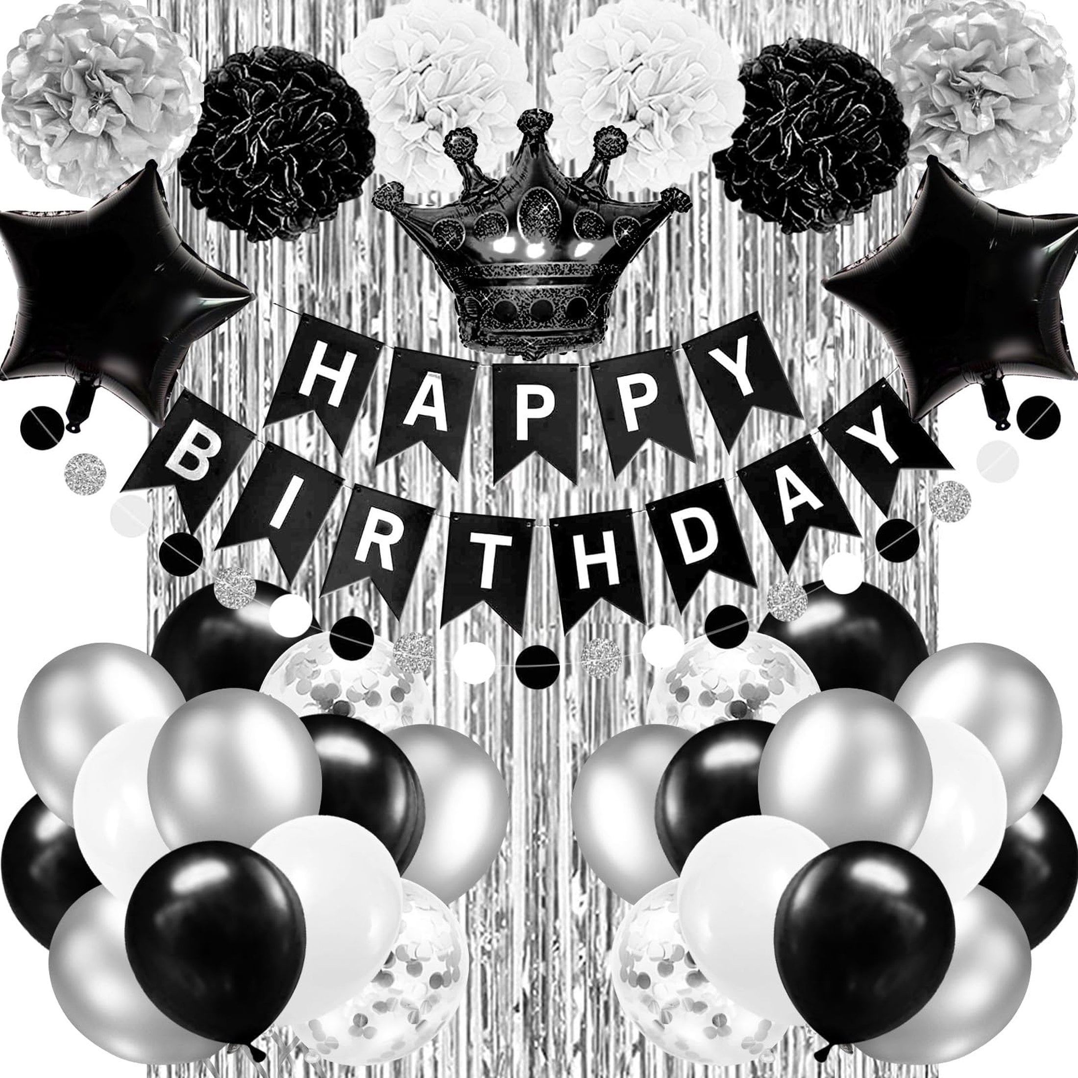 Bold Celebration Essentials: Black and Silver Birthday Party Kit with