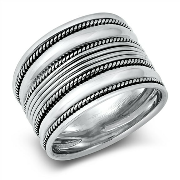 Bold Chunky Bali Style Rope Ring .925 Sterling Silver Band Jewelry Female Male Unisex Size 5