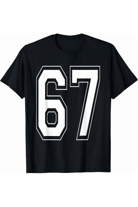 Bold Collegiate Number 67 Varsity Style Unisex Short Sleeve T-Shirt