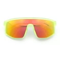 thumbnail image 1 of Bold Color Mirror Shield Sport Plastic Wrap Curved Sunglasses Neon Green - Orange Mirror, 1 of 8