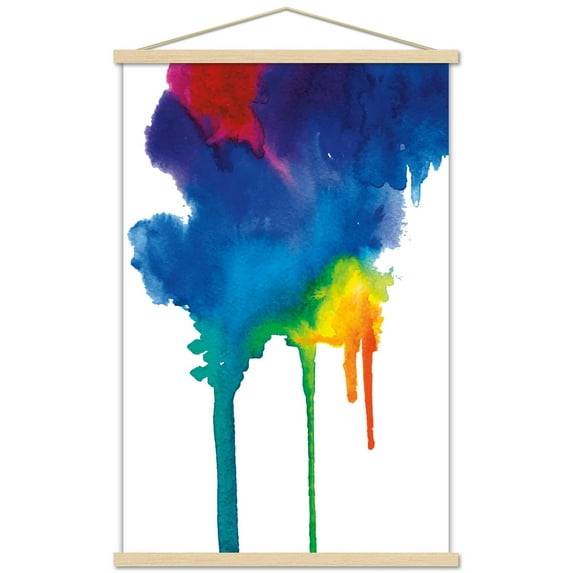 Bold Color - Rainbow Watercolor Wall Poster with Wooden Magnetic Frame, 22.375" x 34"