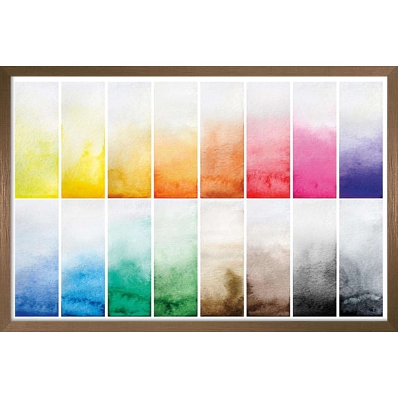 Bold Color - Watercolor Swatches Wall Poster, 22.375" x 34", Framed
