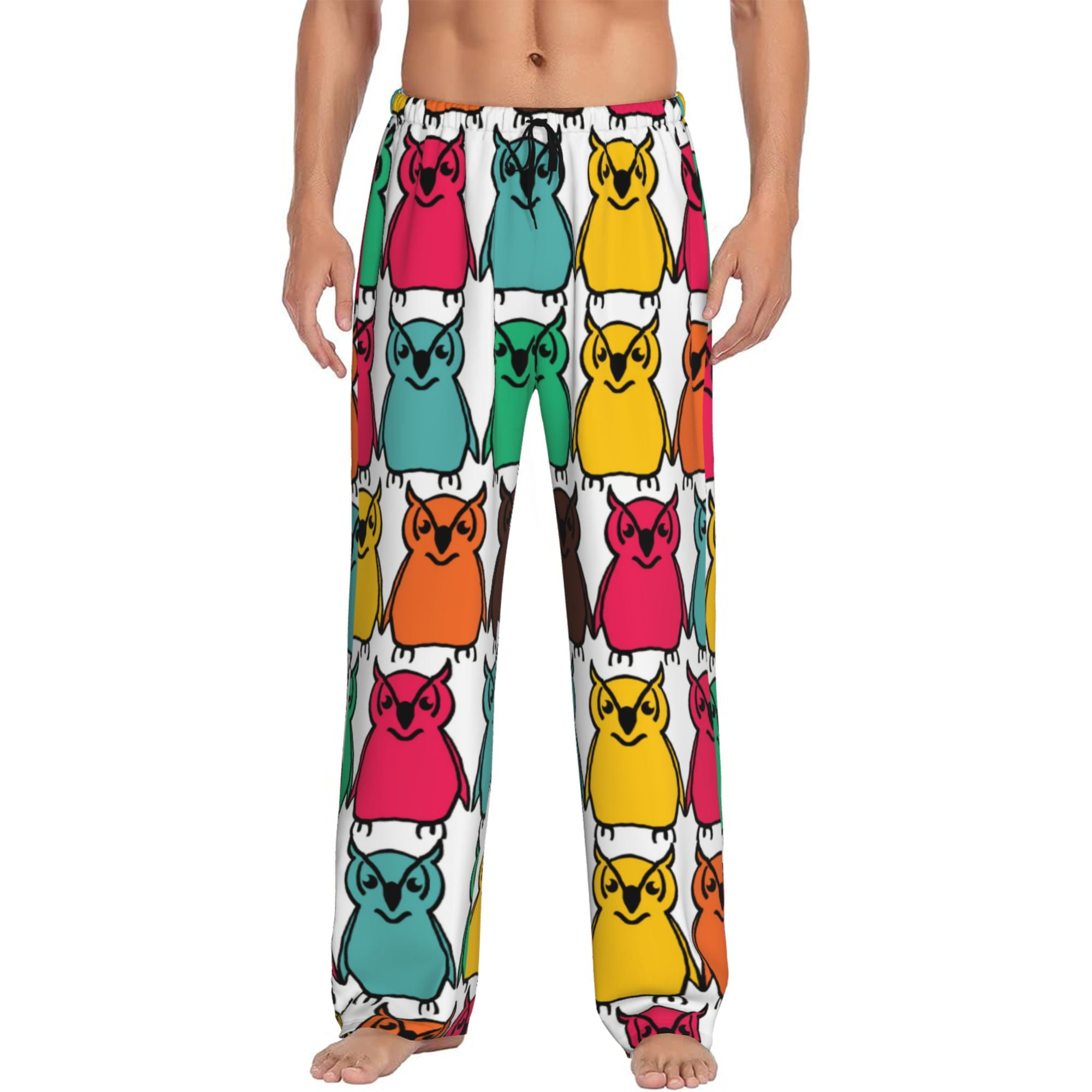 Bold Colored Owl Background Men'S Pajama Pants,Soft Lounge Pajama Pants - Walmart.com