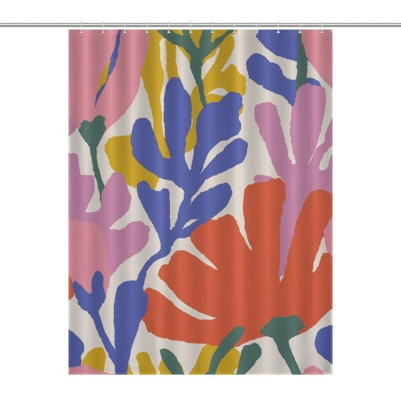 Bold Colorful Floral Abstract Pattern Shower Curtain for Bathroom Bath Curtain Polyester Fabric Waterproof Bathroom Curtain with 12 Hooks