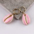thumbnail image 1 of Bold Cowrie Shell Hoop Earrings Gold Hoops Beach Earrings Summer Jewelry, 1 of 5