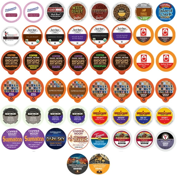 Bold & Dark Roast Coffee Single Serve Cups For Keurig K Cup Brewers Variety Pack Sampler (Bold, 50)