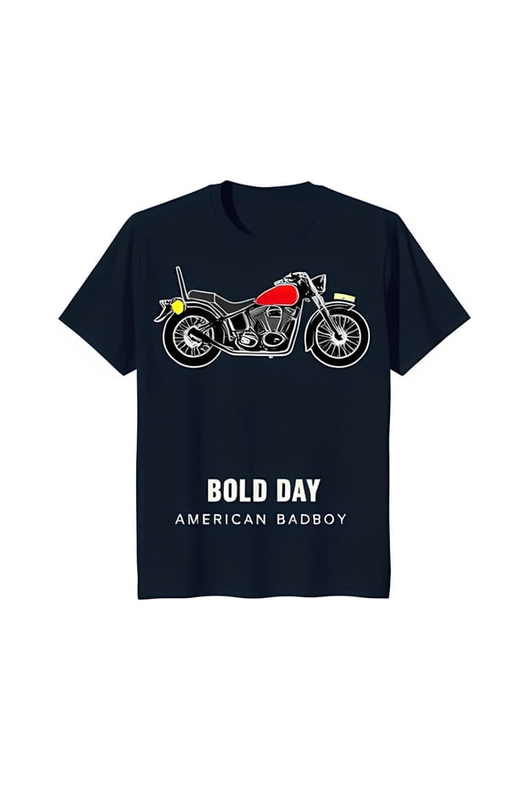 Bold Day Badboy Graphic Tee Blue Motorcycle Design