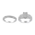 thumbnail image 1 of Bold Diamond Bridal Ring Set, Micro Pave Set Diamond Ring Set, Surprise Diamond Ring Set, 14K White Gold Plated, 2.3 Ct Simulated Diamond, 1 of 5