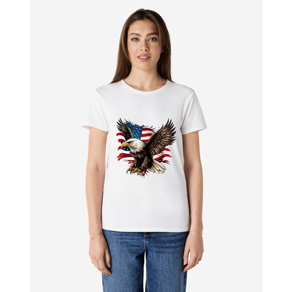 Bold Eagle And Flag Freedom Style Unisex T-Shirt, for men & women, up to size 5XL