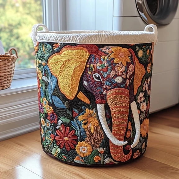 Bold Elephant Laundry Basket, Animal Canvas Hamper, Housewarming Gift Ideas, Mother's Day Gift for Mom, Grandma Birthday Gift, Elephant Gift
