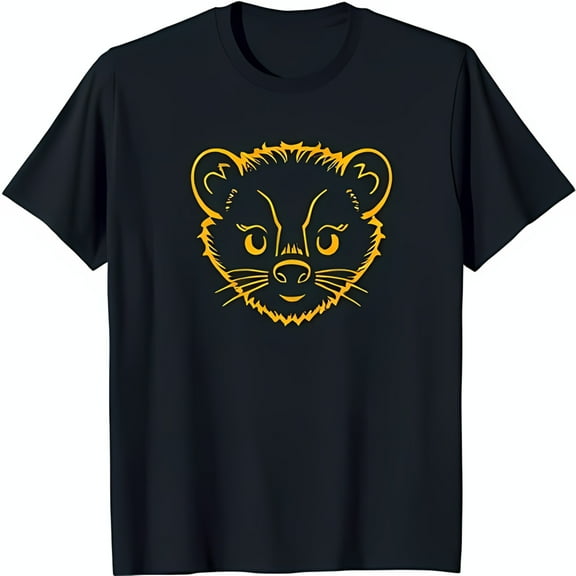 Bold Face Graphic T-Shirt Black Tee with Bright Yellow Design