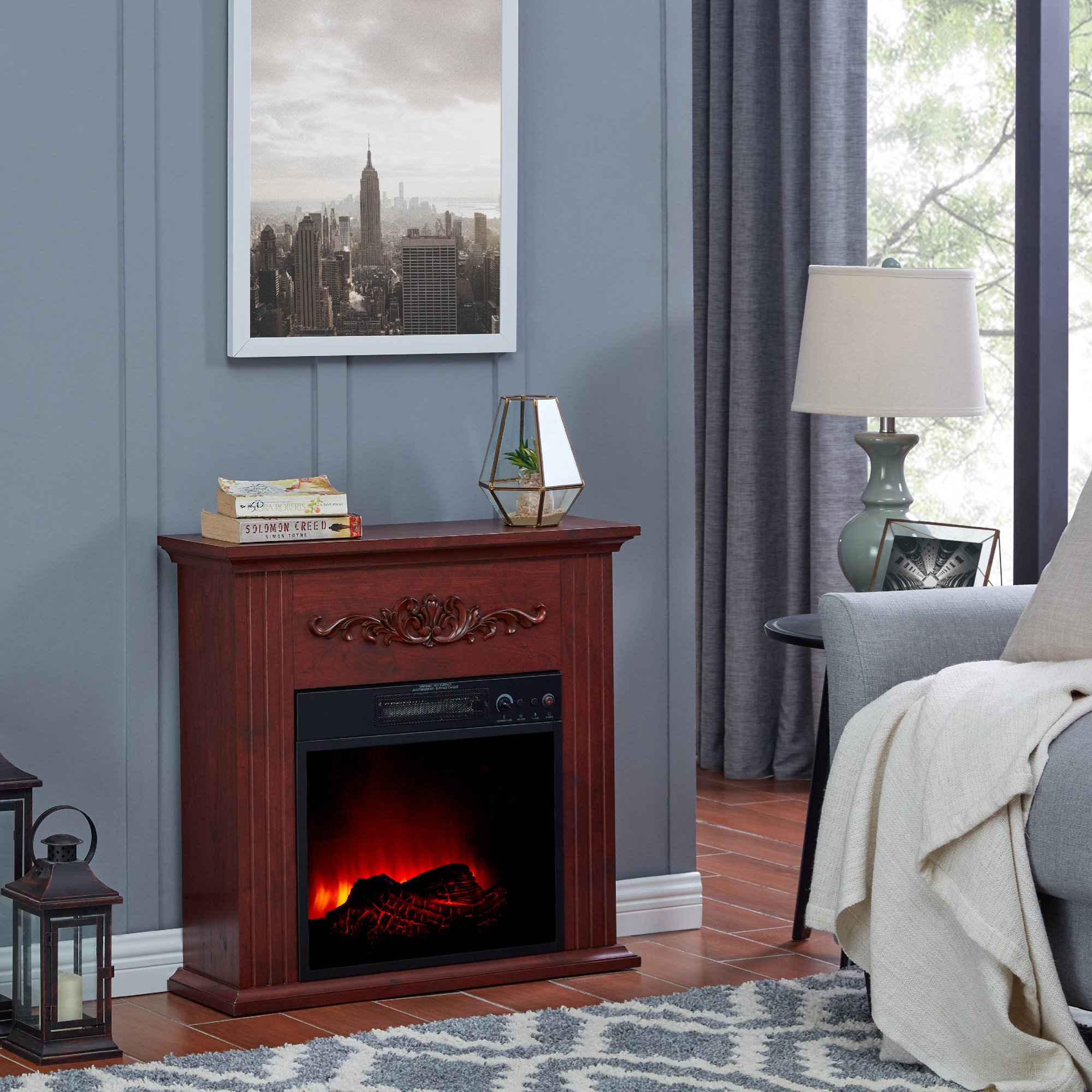 Bold Flame 28 inch Electric Fireplace Heater, Chestnut - Walmart.com