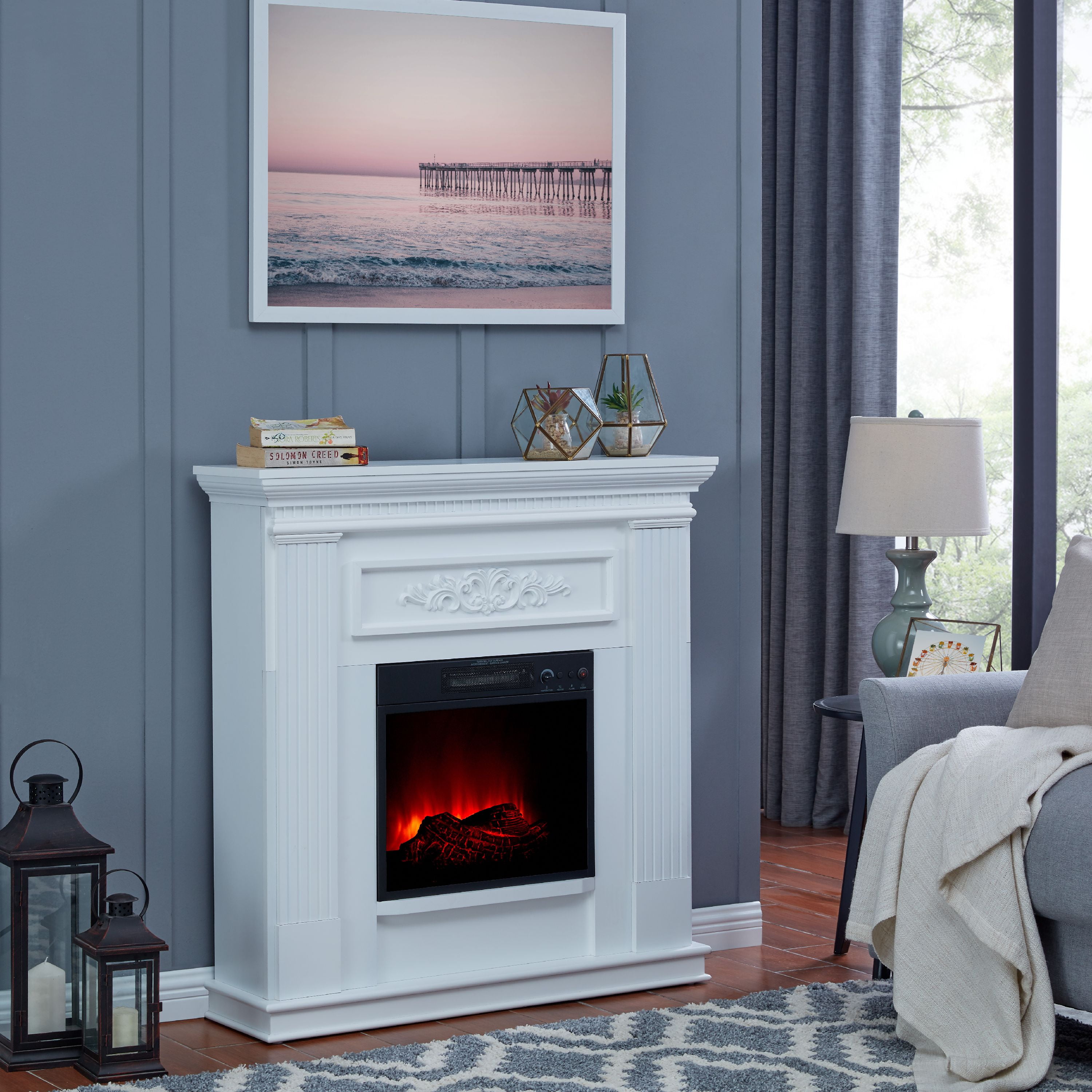 Bold Flame 38 inch Electric Fireplace in White - Walmart.com
