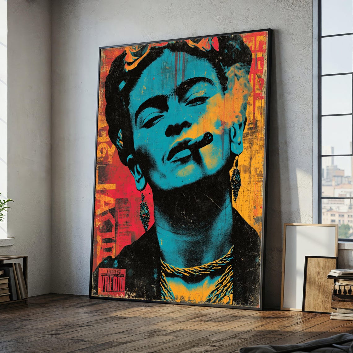 Bold Frida Kahlo Portrait Canvas, Vibrant Pop Art Wall Decor, Iconic ...