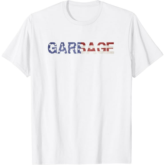 Bold Garbage USA Design with American Flag Letters T-Shirt100% pure cotton white short-sleeved T-shirts for men and women