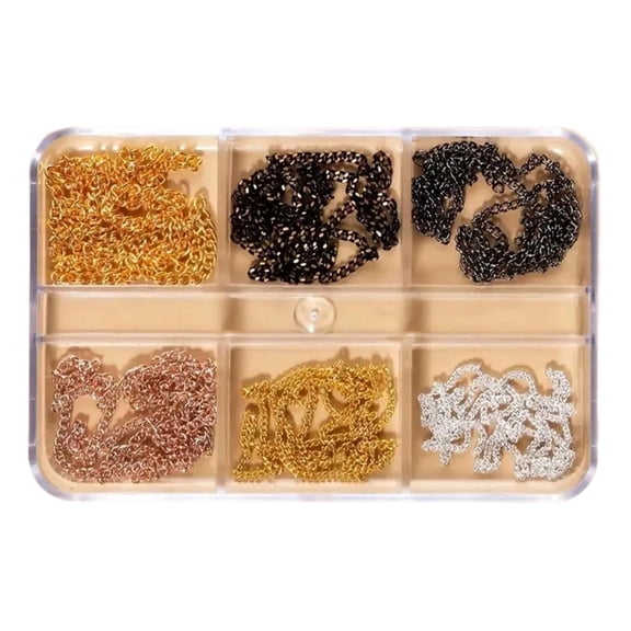 Bold Gothic Nails Jewelry Set, 6 Grids Metal Chains & Rock Charms For Edgy Art Nails Jewelry Designs