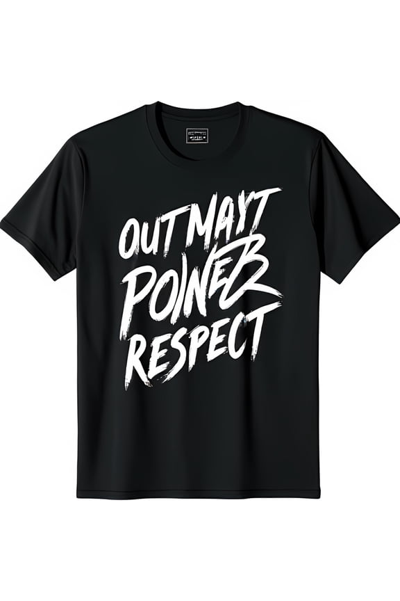 Bold Graffiti Graphic Black T-Shirt Outmay t Power Respect Statement Tee