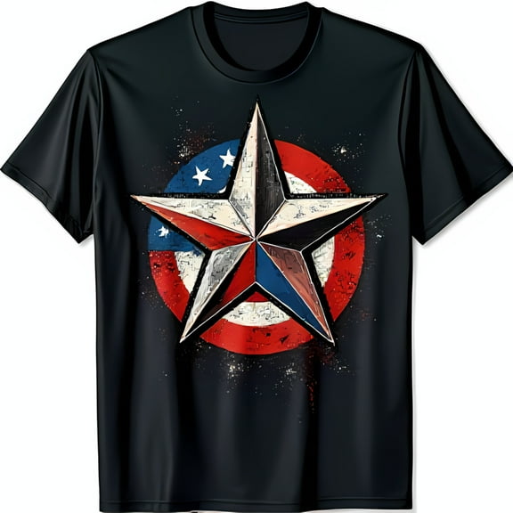Bold Graphic Black T-Shirt with Star Design