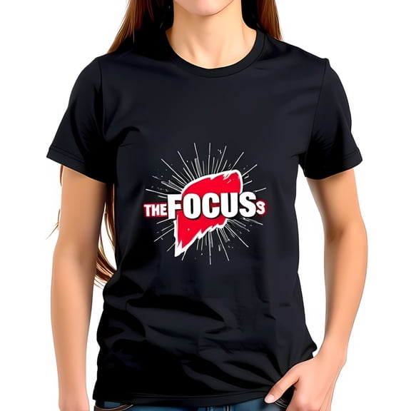 Bold Graphic Cotton Short Sleeve T-Shirt - " THE FOCUS " Design with Red Burst and Radiating Lines