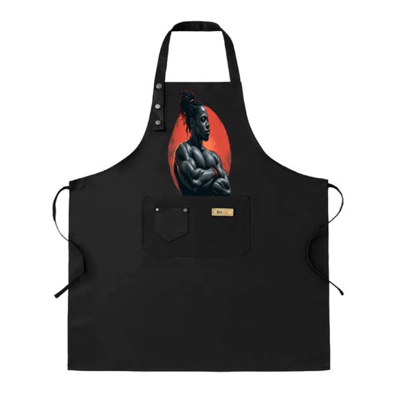 Bold Graphic Dreadlocked Chef Apron - 2 Pack Adjustable Bib Aprons with Pockets for Men & Women Modern Edgy Design