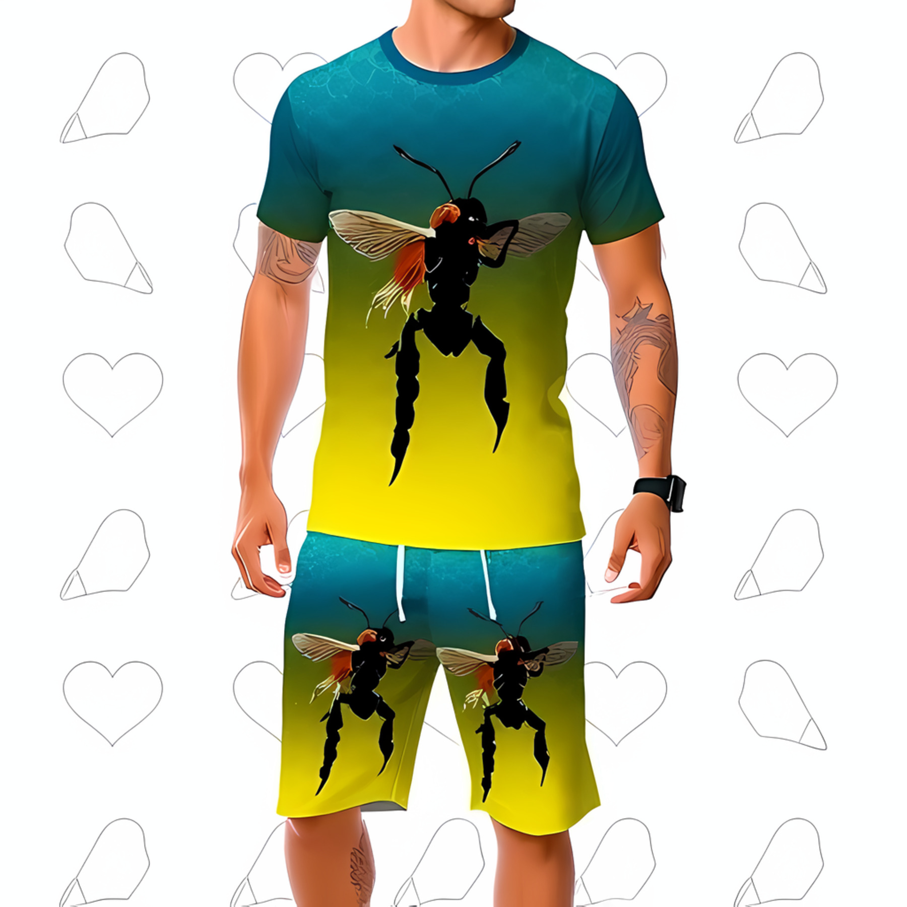 Teal Off-Shoulder Graphic Printed T-Shirt