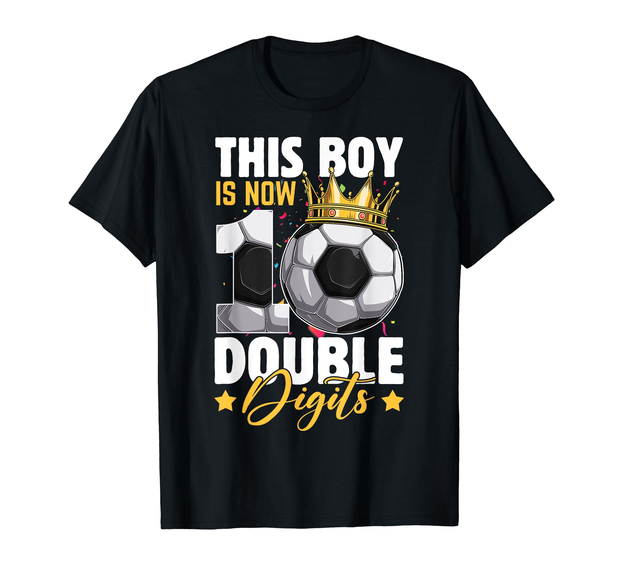 Bold Graphic Soccer T-Shirt for 10th Birthday Celebration with Crown ...