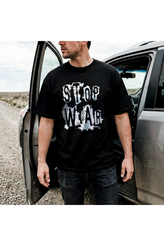 Bold Graphic Stop War T-Shirt for Activists | Pro Peace Grunge Design Top
