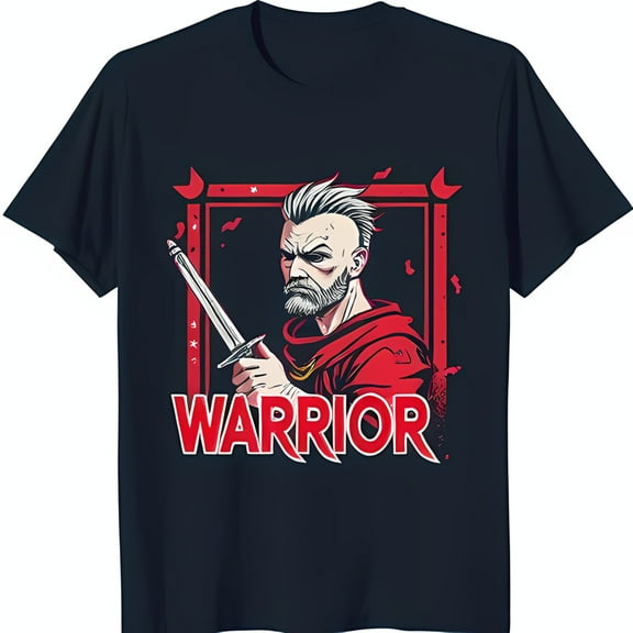 Bold Graphic Tee: Dark Blue T-Shirt with Red Design