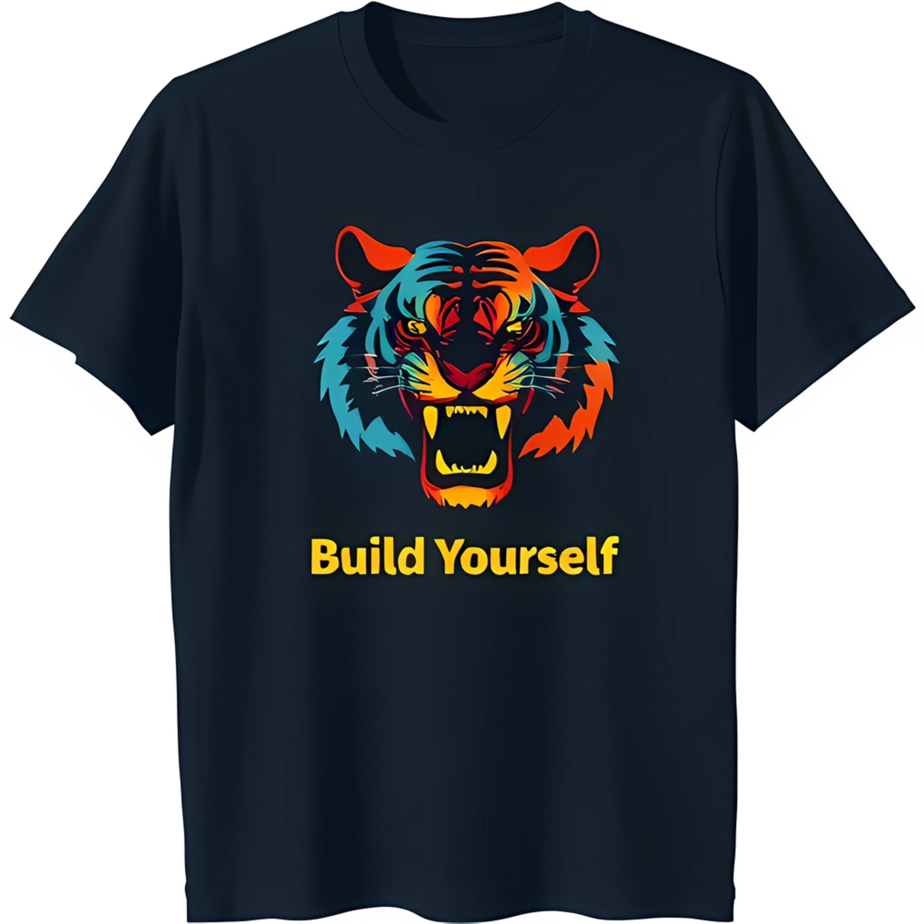 Bold Head Graphic T-Shirt 'Build Yourself' Motivational Tee on Black ...