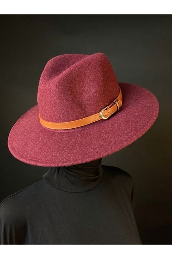 Bold Heather Burgundy Male Fedora Hat
