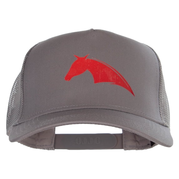 Bold Horse Heat Transfer Solid Cotton Twill 5 panel Mesh Back Cap - Grey OSFM