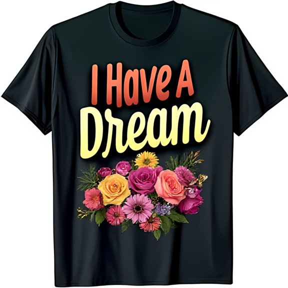 Bold I Have A Dream Graphic Black T-Shirt with Design