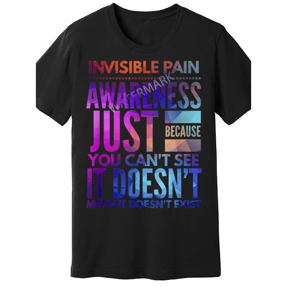 Bold Impact | Men's Invisible Pain Awareness T-Shirt - Fibromyalgia & Chronic Fatigue Support, Humorous Black Short Sleeve Tee with Colorful Text Design, Breathable Cotton, Machine Washable