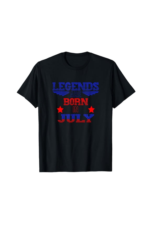 Bold July Stars and Stripes T-Shirt for Celebrating July Birthdays