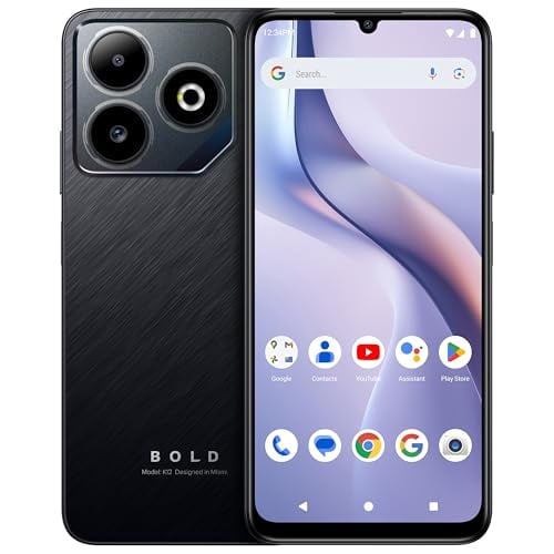 Bold K12 | 2025 | Unlocked | 6.8” HD+ 120Hz Infinity Display | 50MP Main + 8MP Selfie Cameras | 128GB Internal Storage | US Version | US Warranty | Black Blue