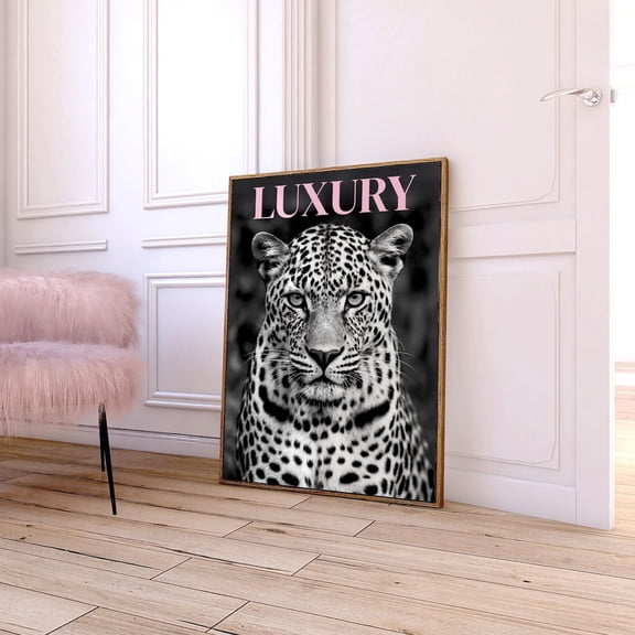 Bold Leopard Fashion Glam Wall Art, Stretched Canvas Size 16x24