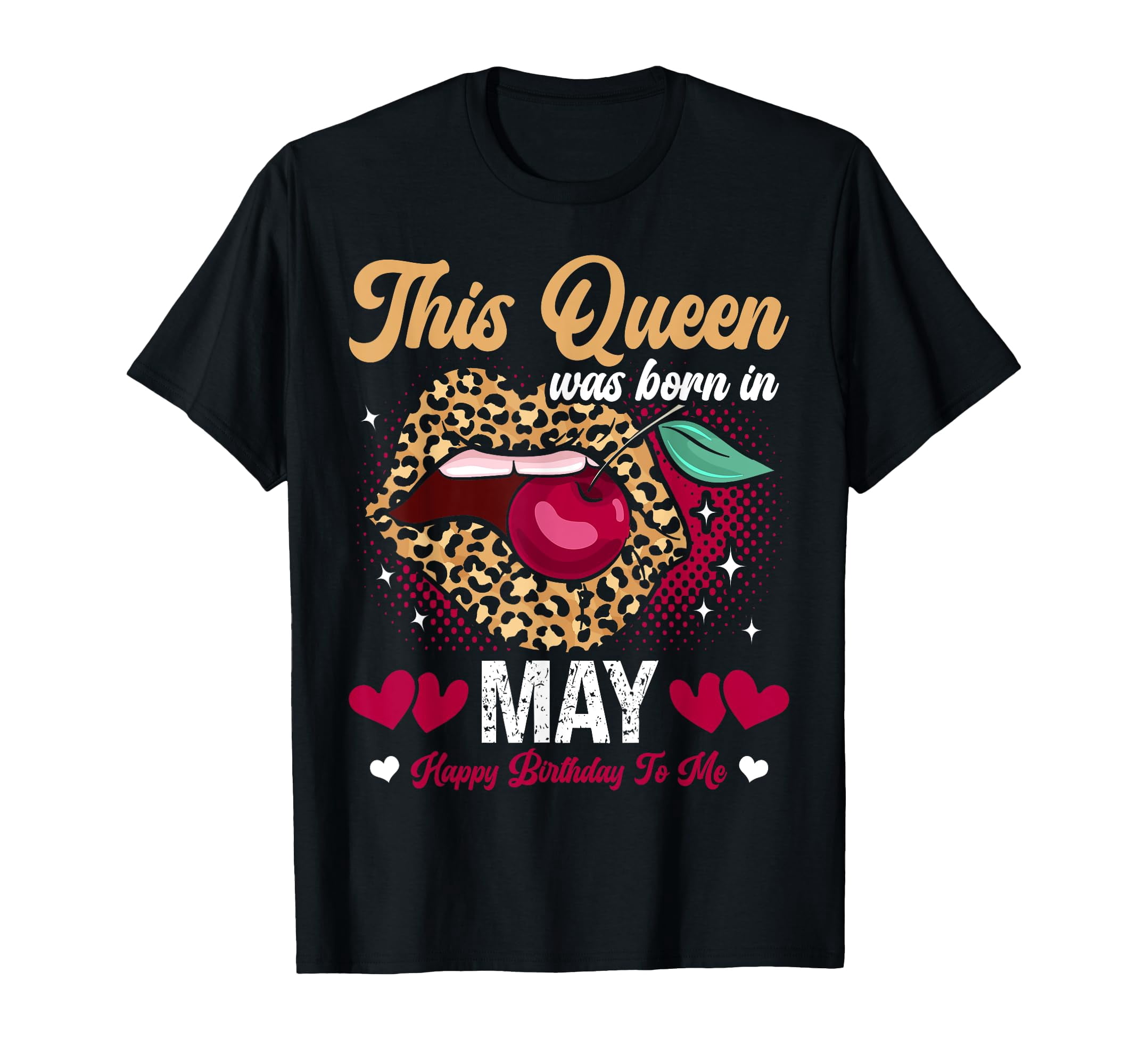 Bold Leopard Print Lips Birthday T-Shirt for Celebrating May Queen ...