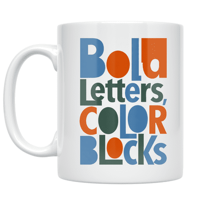Bold Letters Color Blocks Design - Modern Art Enthusiast - 11 oz Ceramic Coffee Mug