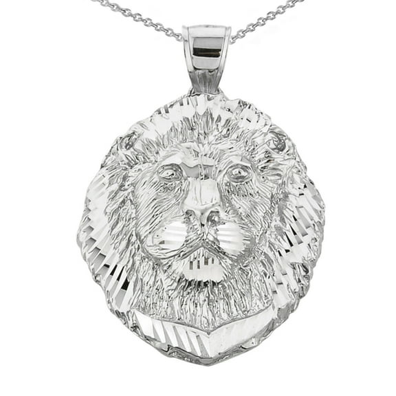 Bold Lion Head Pendant Necklace in Sterling Silver, 18"