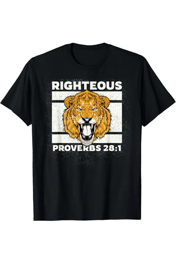 Bold Lion Righteous Christian Scripture T-Shirt