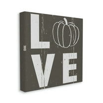 Bold Love Text Distressed Pumpkin Symbol Typography Gallery-Wrapped Canvas Print Wall Art, 17x17