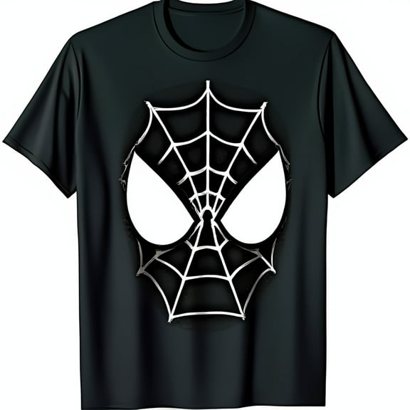 Bold Mask Graphic on Black T-Shirt Iconic Web Design for Fans