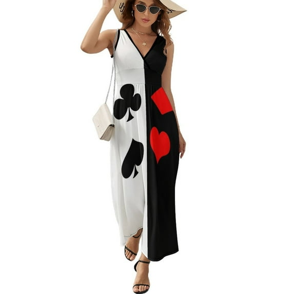 Bold Mod Design of the Four Card Suits Sleeveless Dress Women's skirt women's luxury party dress