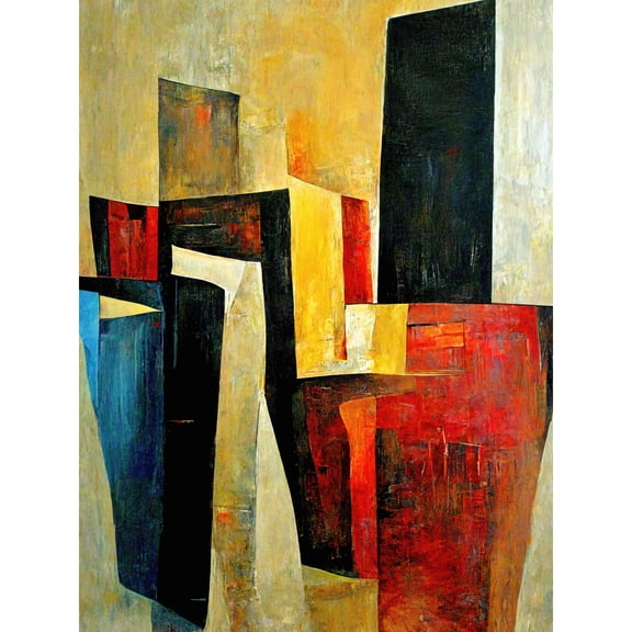 Bold Modern Abstract Cubism Acrylic Painting Large Wall Art Poster Print Thick Paper 18X24 Inch