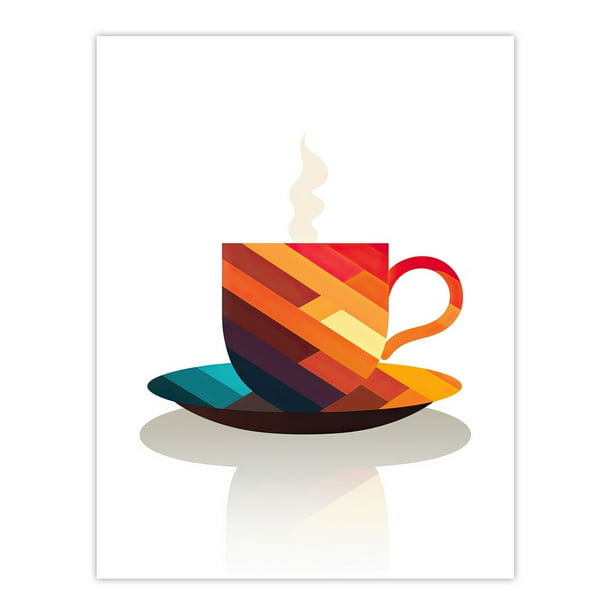 Bold Modern Kitchen Art Coffee Cup Geometric 2D Graphic Design Minimalist  Unframed Wall Art Print Poster Home Decor Premium - Walmart Business  Supplies